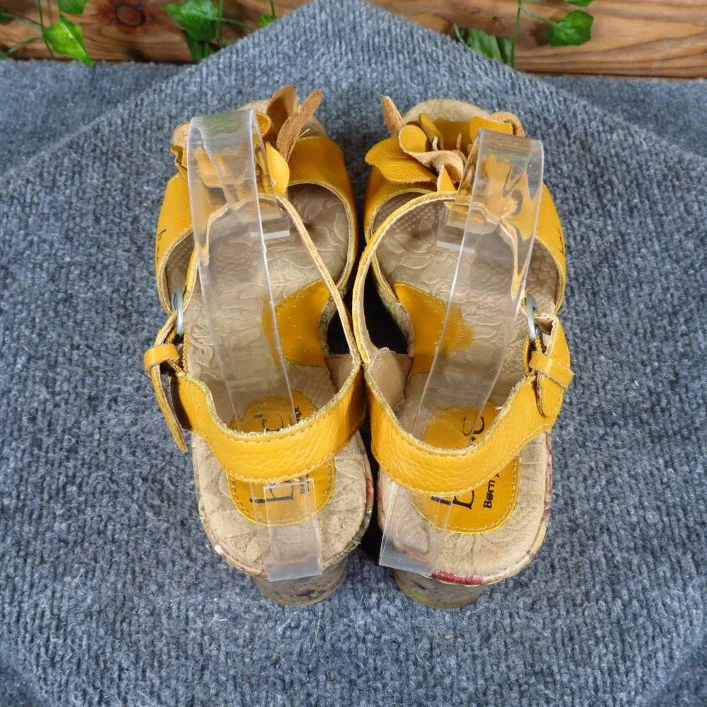 b.o.c. Born Concept Womens Wedge Sandal 7 Floral Print Cork Yellow C16007